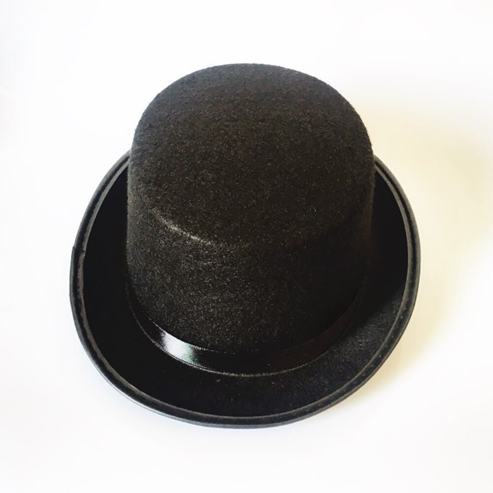 Men Women Black Solid Top Hat Felt Dress Up Magician Costume Jazz Party Supplies Accessory Cosplay Halloween Props Fancy Style