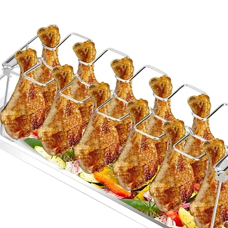 1pc bärbara, hopfällbara grillar i rostfritt stål - stekpanna för kyckling med bottenbricka - perfekt för både hemma- och utomhusgrillning!