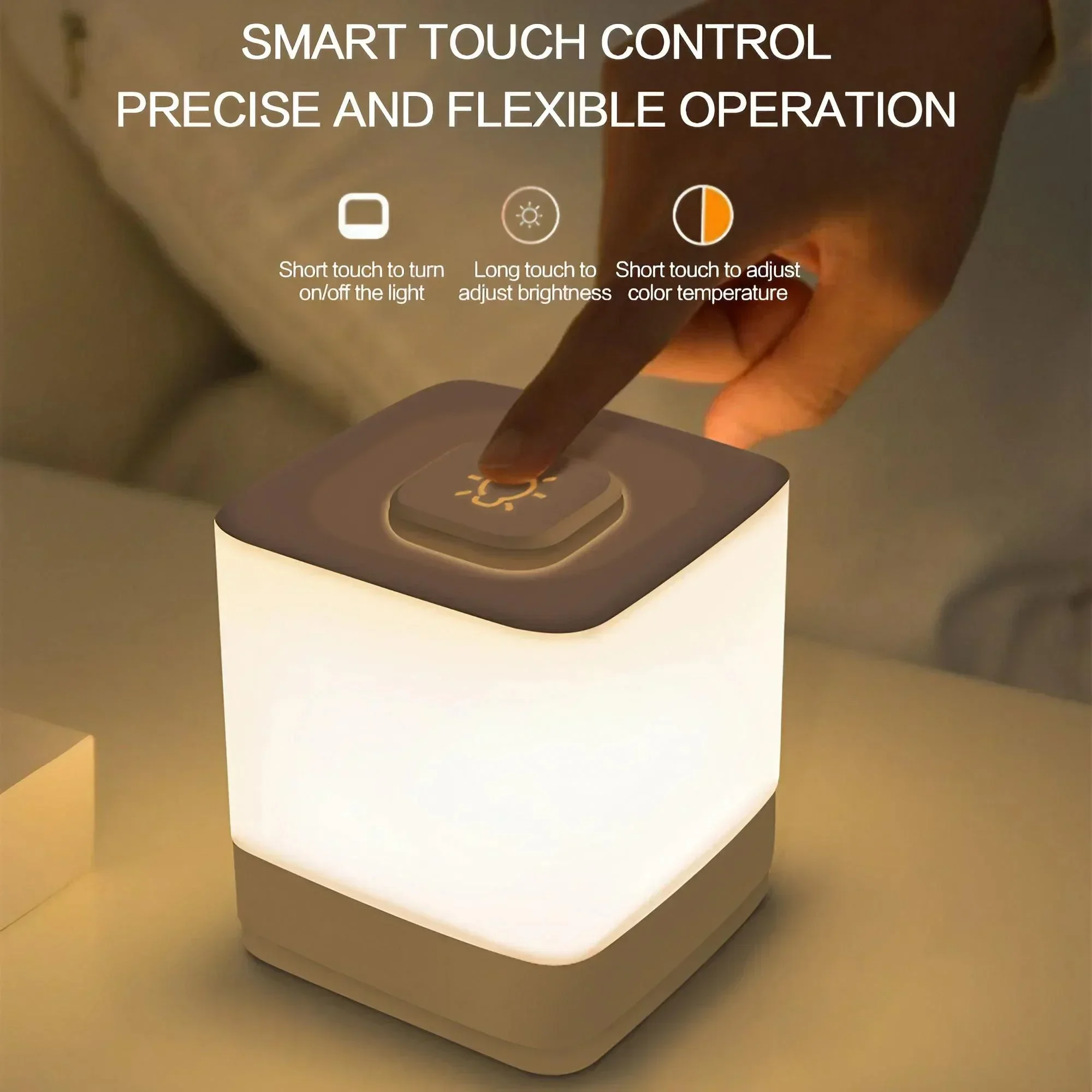 Lampe de chevet LED à commande tactile, Rechargeable, lumière douce, lumière ambiante chaude, compagnon de sommeil Portable pour la Relaxation