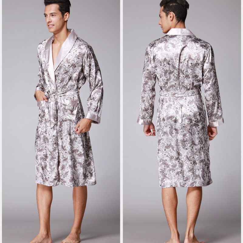 Kinesiske herre rayon pyjamas kappe de nuit badekåpe løs pyjamas uformell hjemmeservice herre kimono badekåpe til menn