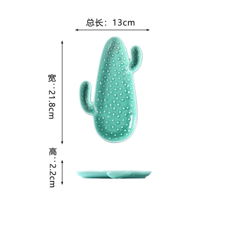 Vajilla de cerámica creativa de estilo nórdico para el hogar, plato bonito de Cactus y planta, tazón para desayuno, vajilla para aperitivos, plato para ensalada y fruta: E