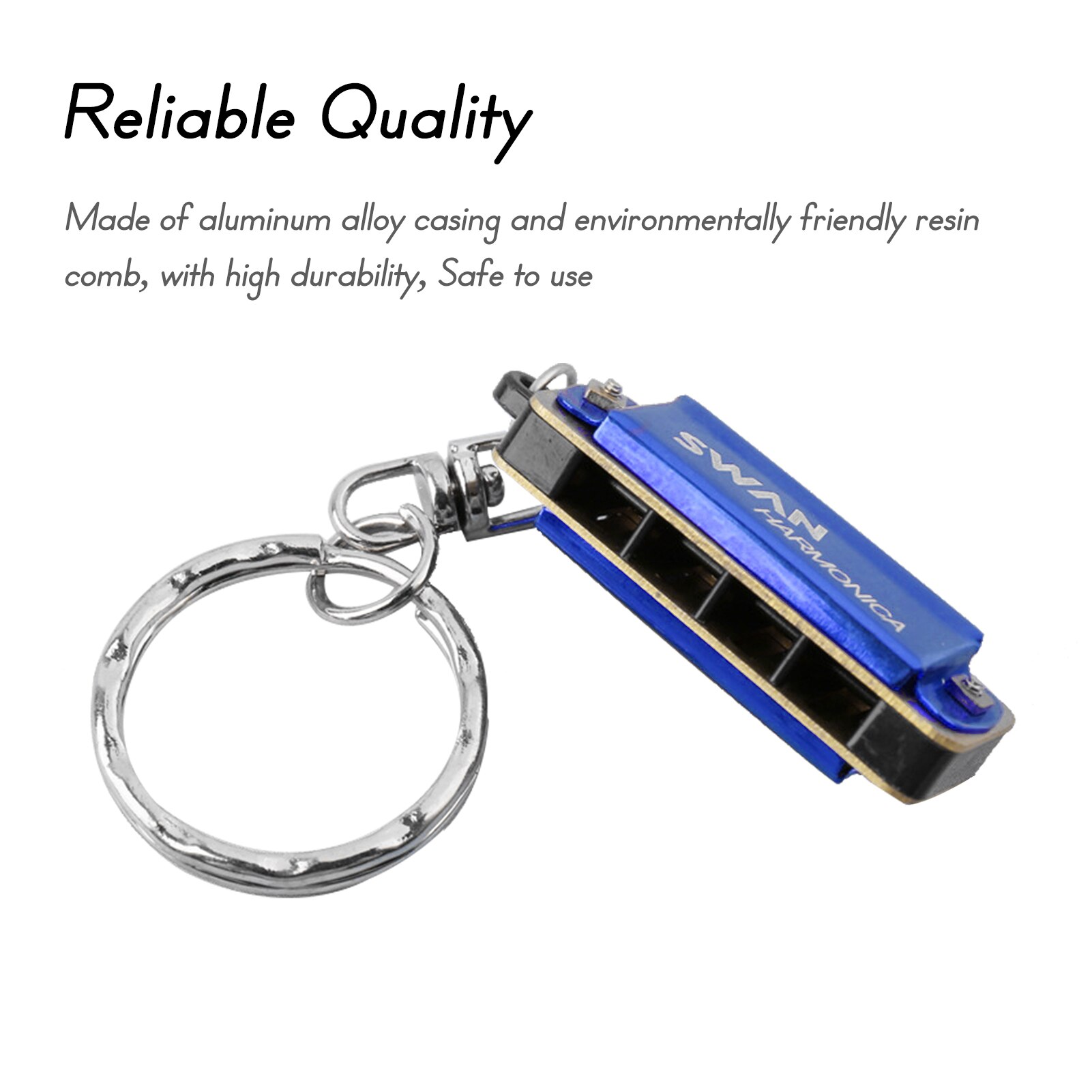 Zwaan Sleutelhanger Harmonica 4 Gaten 8 Tones Sleutel Van C Kleine Harmonica Opknoping Decoratie Mini Muziek Instrument Voor Beginners Studenten: Blauw