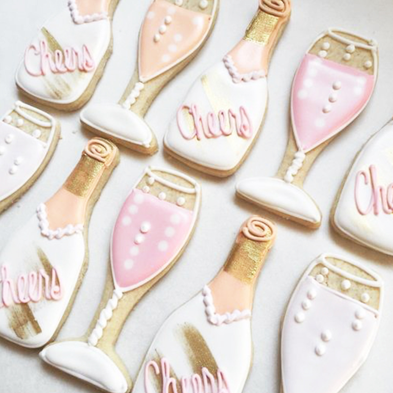 Conjunto de cortadores de galletas de boda KENIAO-3 piezas-pastel, copa de champán y champán-cortador de galletas/Fondant-ACERO INOXIDABLE