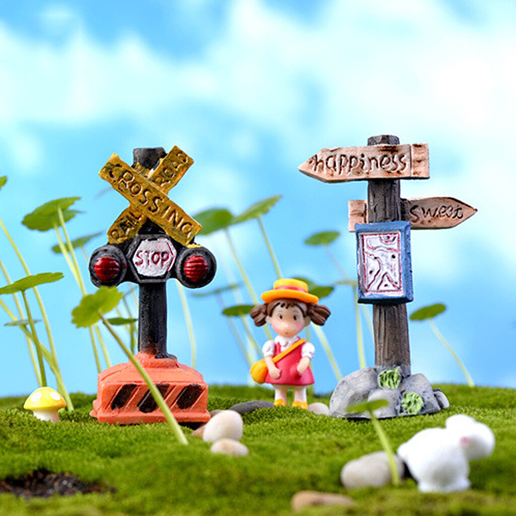 Miniature Happiness Signpost Bonsai DIY Crafts Fairy Garden Landscape Decor