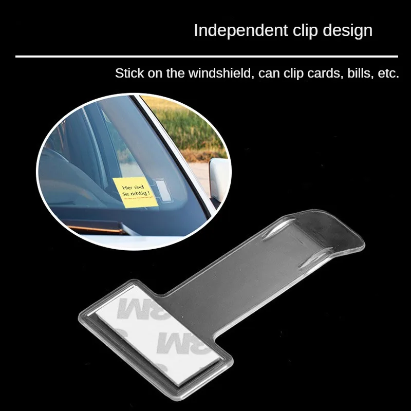 1pc Transparent Car Vehicle Parking Ticket Receipt Permit Card Holder Clip Sticker Windscreen Plastic Universal Car Accessories