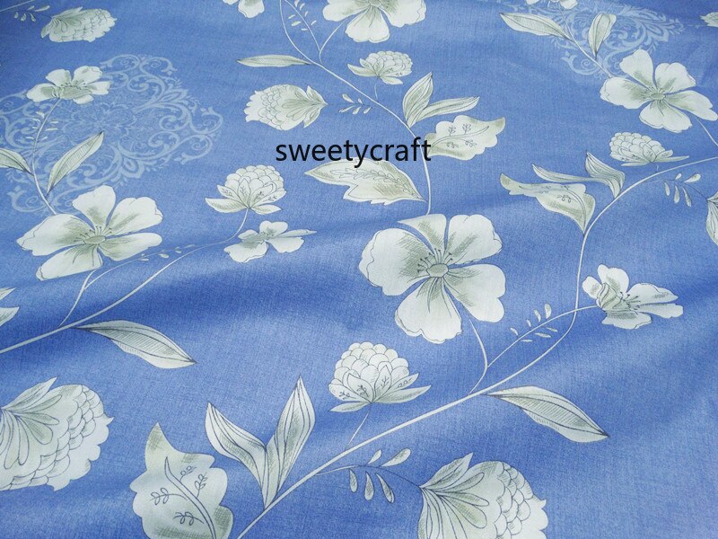 160 x 50cm blauwe bloemenprint 100%  katoenen stoffen van een halve meter tissus patchwork voor doe-het-zelf naaimateriaal babyjurk beddengoed doek: 5080cm / Katoenen stof 2