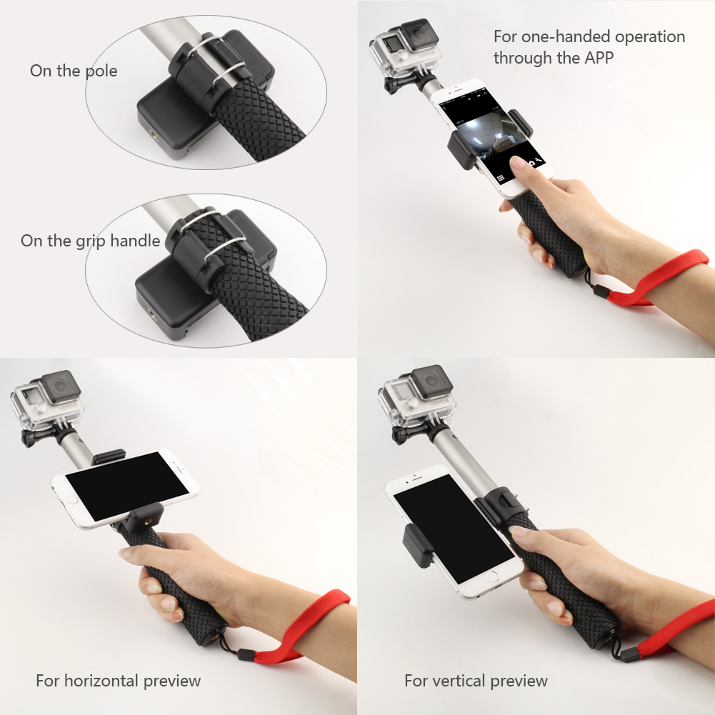 QIUNIU APP Cell Mobile Phone Clip Bracket Holder Adapter Mount Accessories for GoPro Hero 7 6 5 4 3+ 3 Monopod Pole