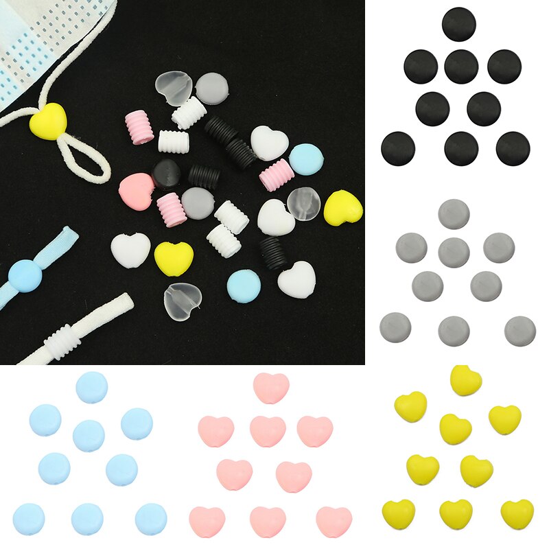 50Pcs Einstellbare Perlen Anti-slip Maske Schnalle Elastische Band Kappe Kunststoff Flache Spirale Schnalle Maske Stopper Ohr Schnur kordelzug Taste