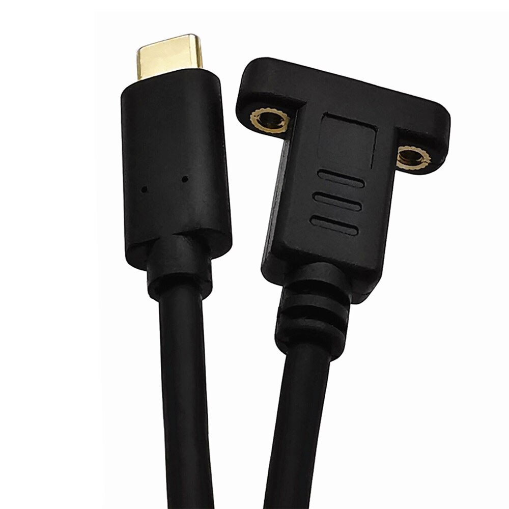 USB C Type-C Male To Female Extension Data Cable with Panel Mount Screw Hole 10Gbps 1m