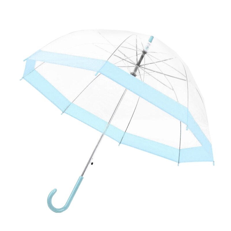 Parapluie de pluie Transparent à longue poignée Ultra léger femmes enfants parapluies féminins: Bleu