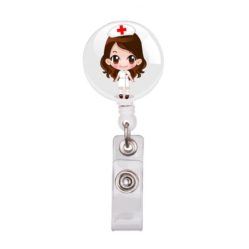 10 Stks/partij Cartoon Mooie Vrouwen Verpleegster Arts Medische Hart Intrekbare Badge Reel Broches Clips Voor Id Naam Kaarthouder Sleutelhanger: 10