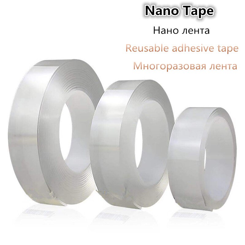 1 Roll Reusable Transparent Double-sided Tape Can Washed Acrylic Fixing Tape Nano tape No Trace Magic Car Double-sided Tape