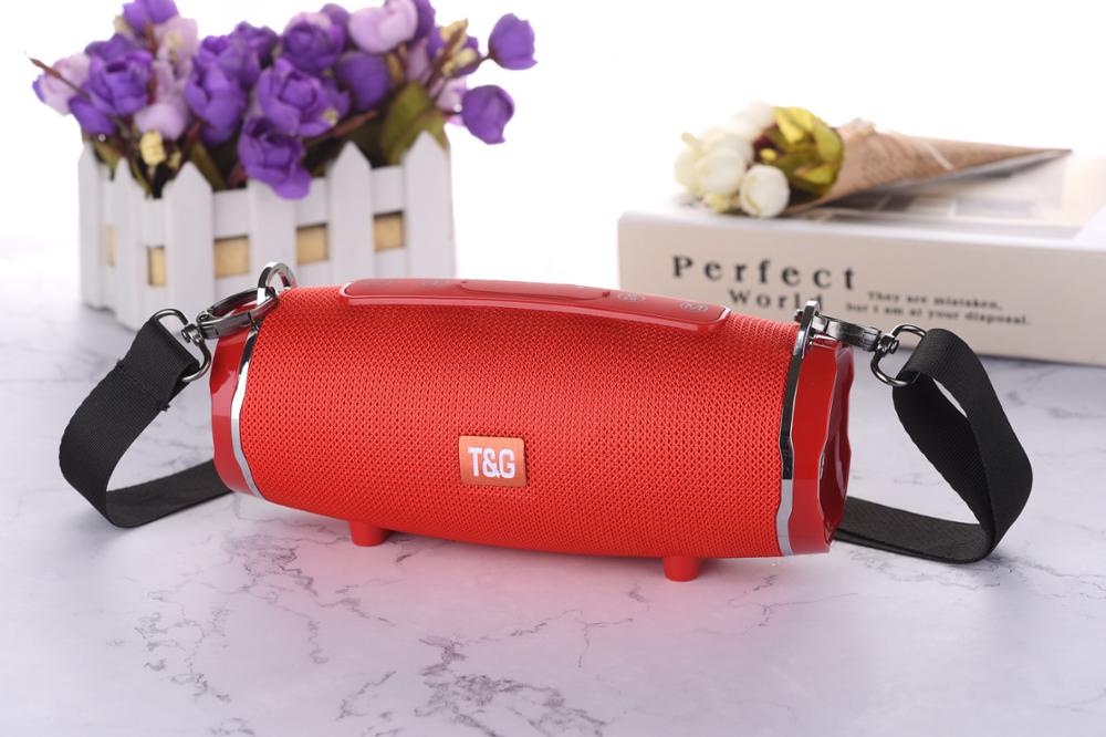 TG145C Bluetooth speaker TWS couplet wireless outdoor waterproof portable 3D stereo subwoofer speaker column with TF FM USB AUX: Red