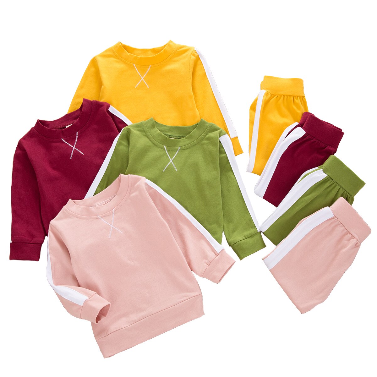 Ensemble 2 pièces en coton pour bébé fille et garçon, tenue décontractée à manches longues, survêtement pour enfant en bas âge, pull-over, haut et pantalon