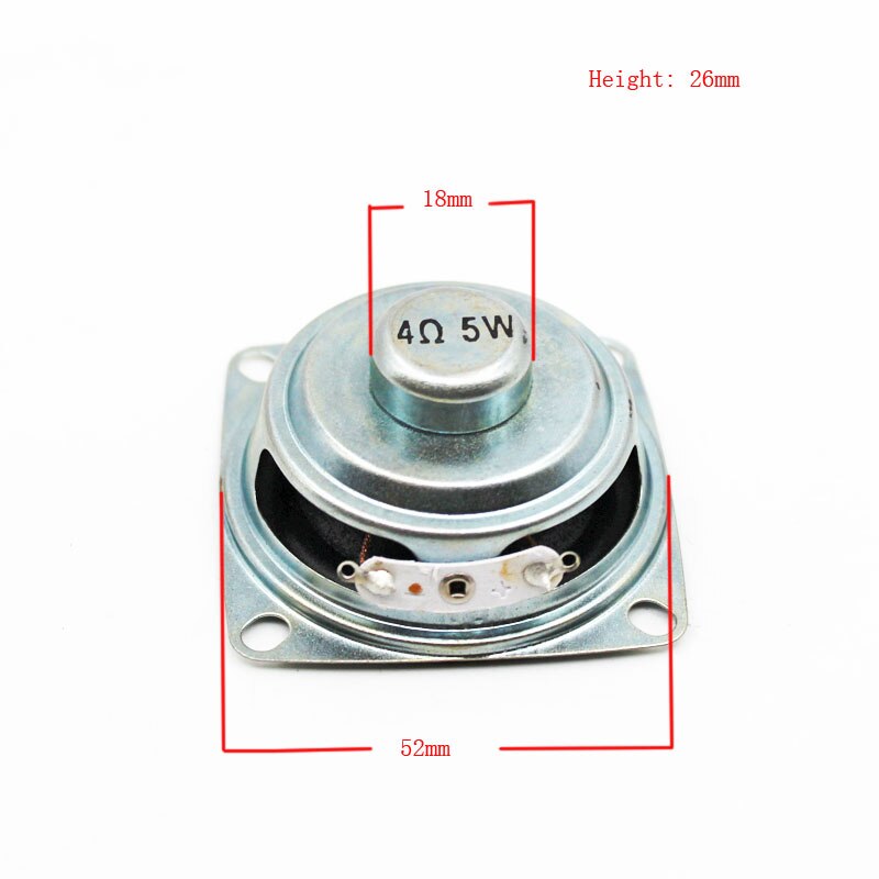 2 uds. Altavoz cuadrado de 4 Ohm y 5W, altavoz de 52mm con borde de espuma magnético interno de 18MM y doble imán negro