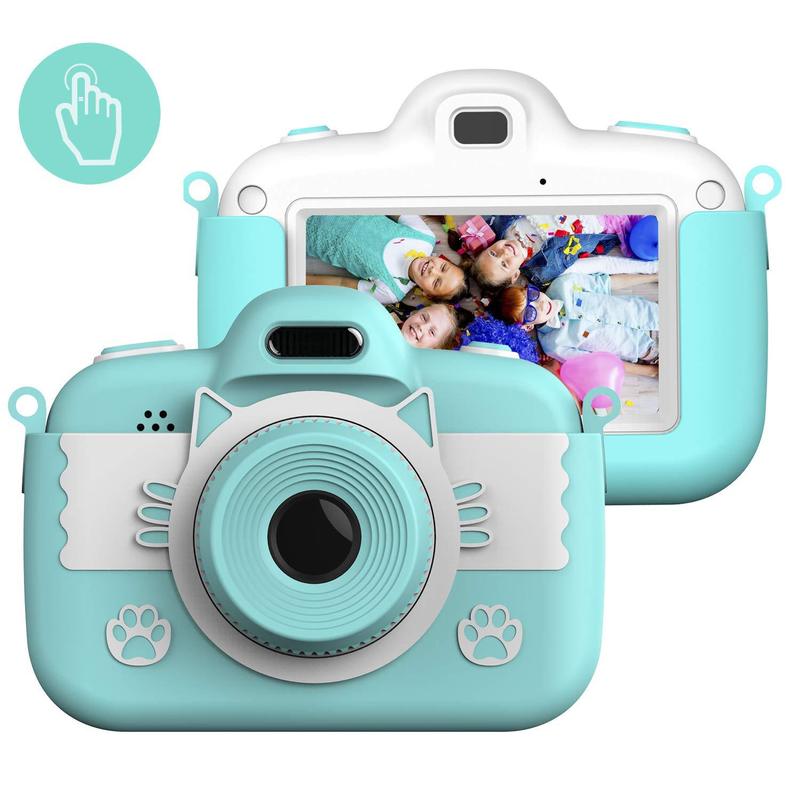 Mini Children's Camera 3.0" Touch Screen Hd Digital Camera For Kids Cute Dual Lens Toy Camera For Children Toys Girl Boys: Blue / 32GB Card
