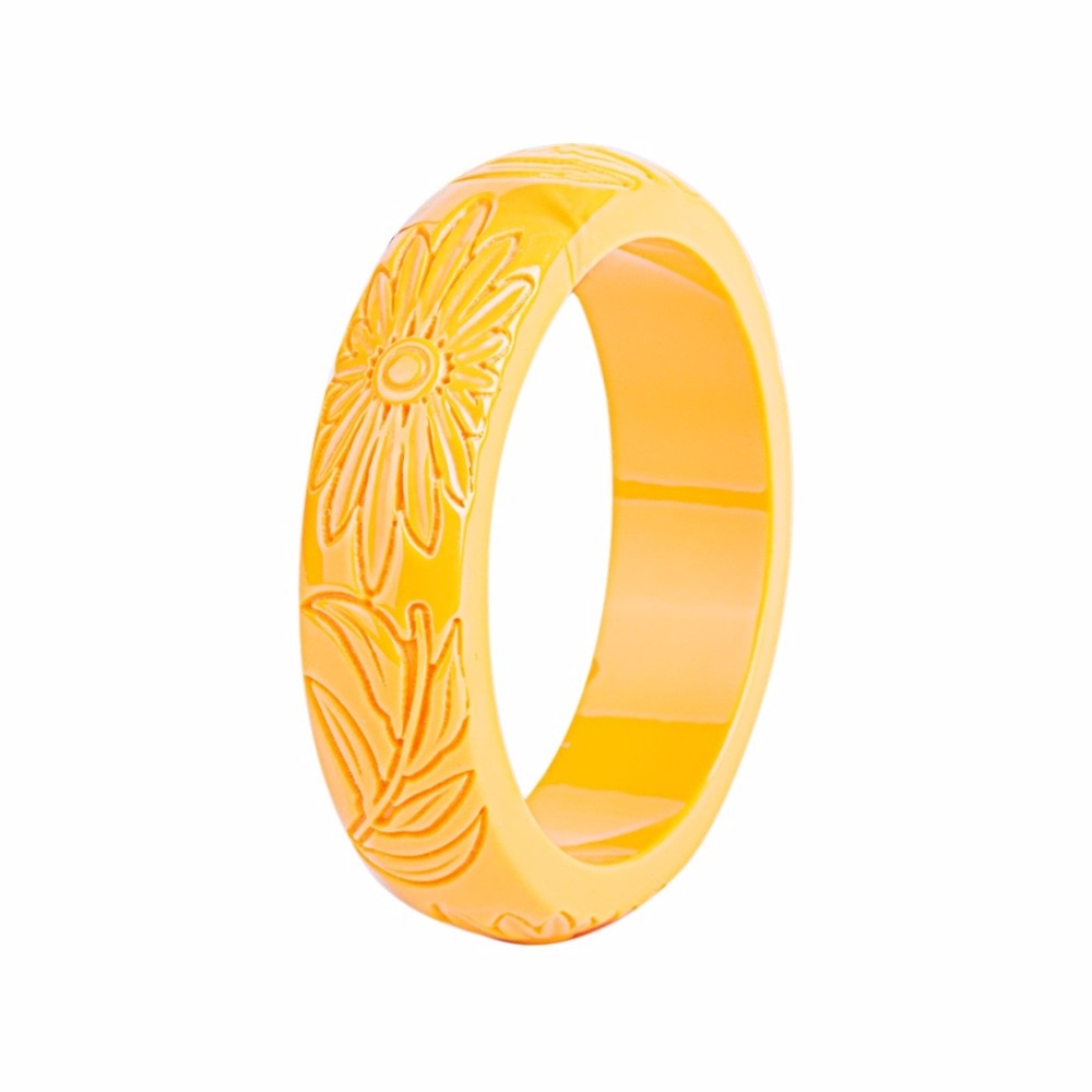 GuanLong 2018 Nova Coleção Resina Esculpido Sun Flower Pulseiras & Bangles para Dropshipping Por Atacado