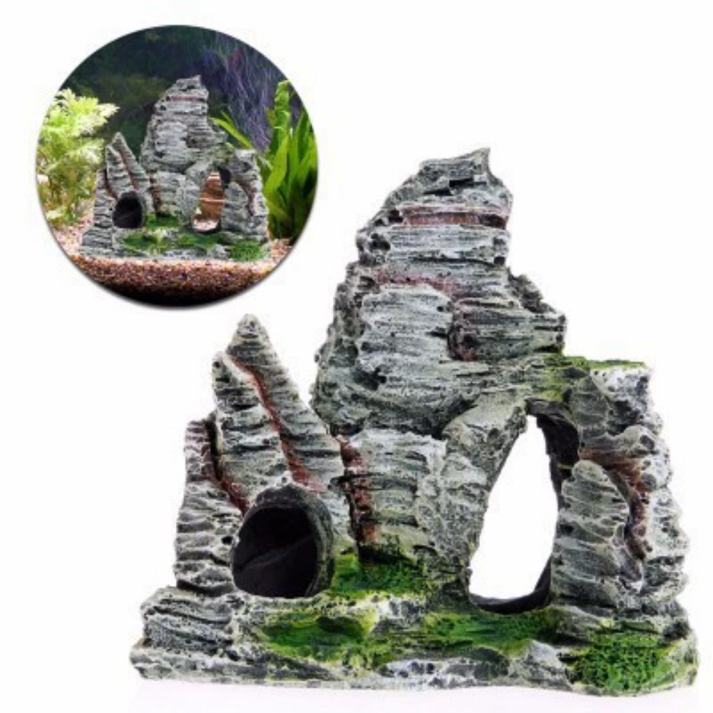 Acuario para pecera, cubo Artificial con agujero, adornos de resina, accesorios de paisajismo para pecera, decoración de acuario, Backgr: Cromo