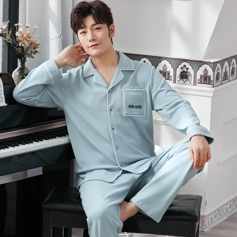 Prowow Winter Autumn Cotton Pajamas For Men Long Sleeve Comfortable Sleepwear Pijama Suit Male Lounge Wear Homewear Home Clothes