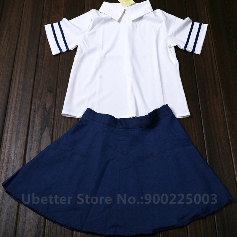 Japanse schooluniformen met korte mouwen voor meisjes, marine-matroosuniform, blauwe rok, uniformen japanse koreaanse kostuums voor meisjes  u008