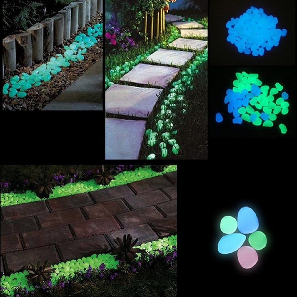 60pcs Glow in the Dark Garden Pebbles Glow Stones Rocks for Walkways Garden Path Patio Lawn Garden Yard Decor Luminous stones