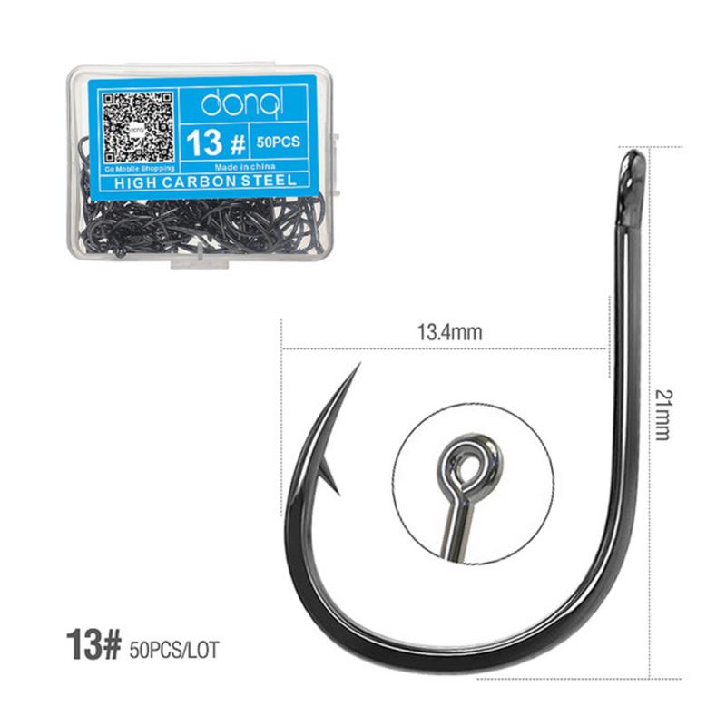 1 Box 50Pcs 3# - 16# Series High-carbon Steel Fishing Hook Barbed Single Circle Carp Hook Fishing Jig Hook Lure Bait Tackles: 13