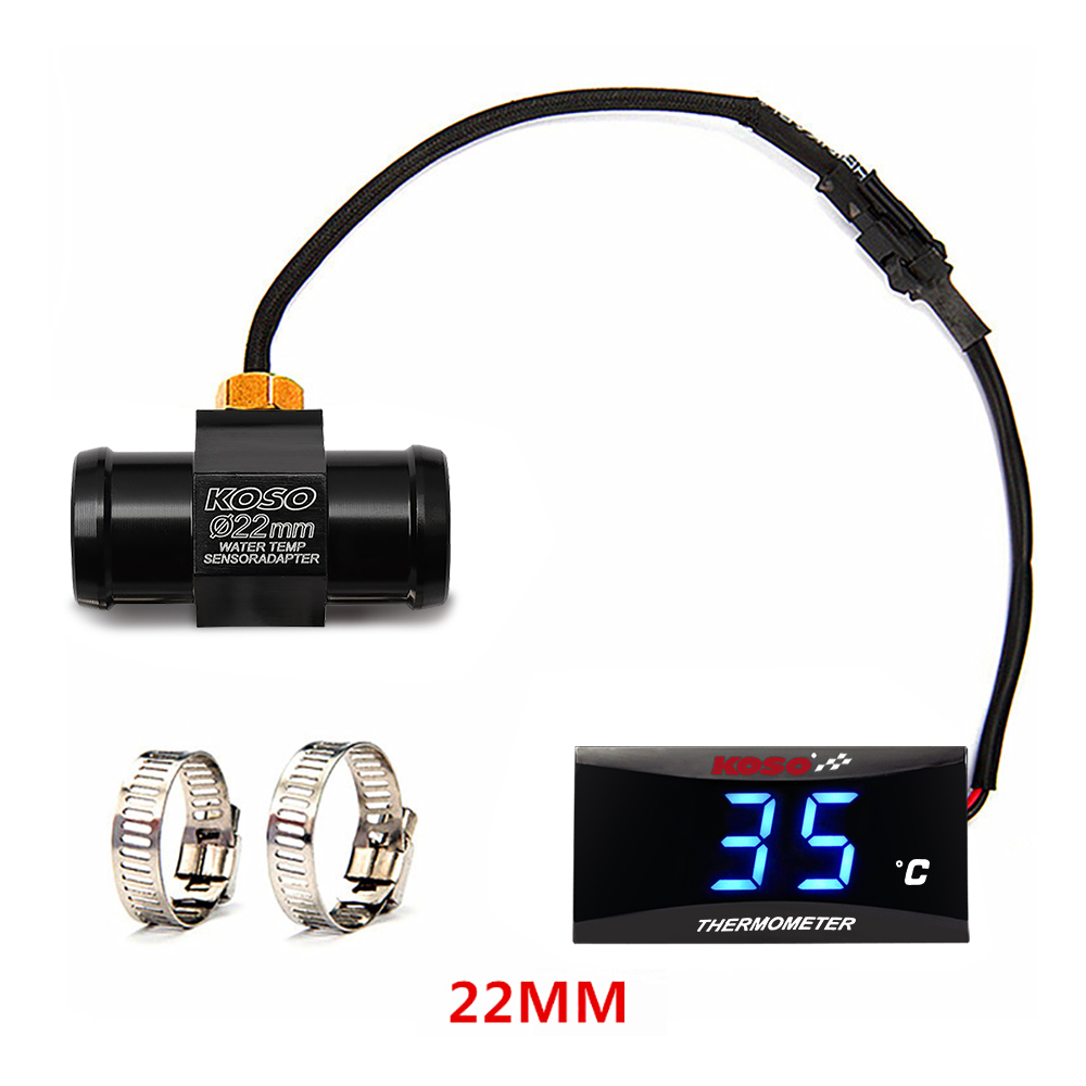 KOSO Motorrad Wassertemperatur Minimessgerät Universal- LCD Digitaler Bildschirm Sensor Thermomete SAMCI Temperaturanzeige: Silber