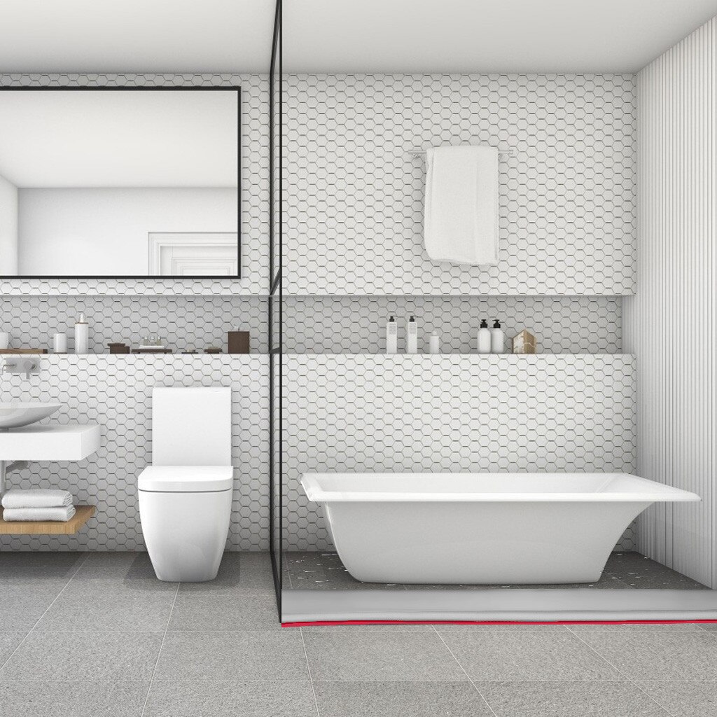 1PC Collapsible Shower Threshold Water Dam Shower Barrier and Retention System 0.5/1/1.5/2/2.5M Gray Water Retaining Strip