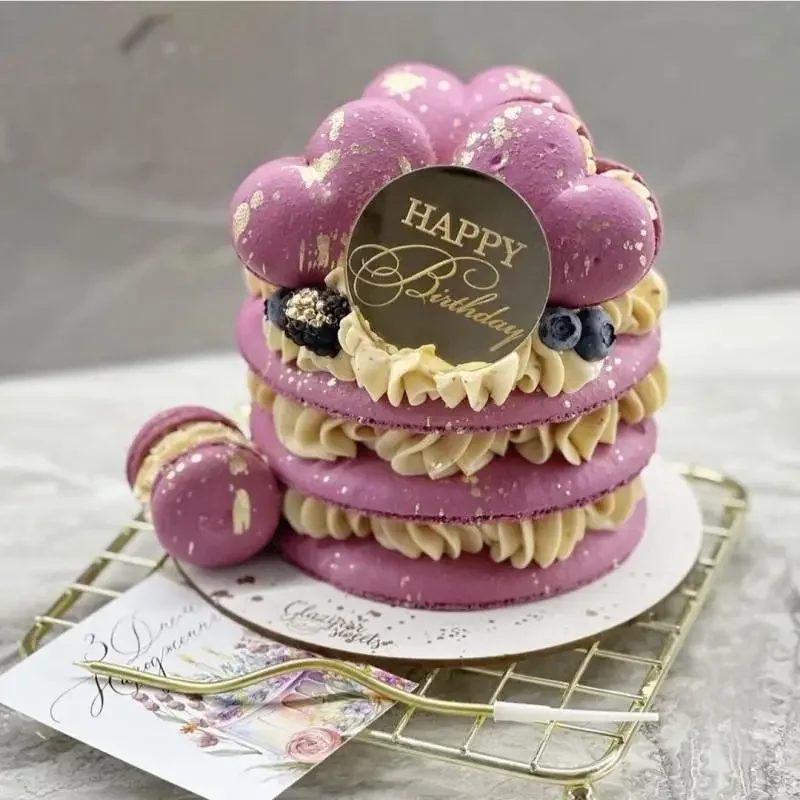 10 stück kuchenaufsätze „glücklich birthday“, goldfarbene, runde acryl-cupcake-aufsätze für kindergeburtstage, babypartys, tortendekorationszubehör: Armeegrün