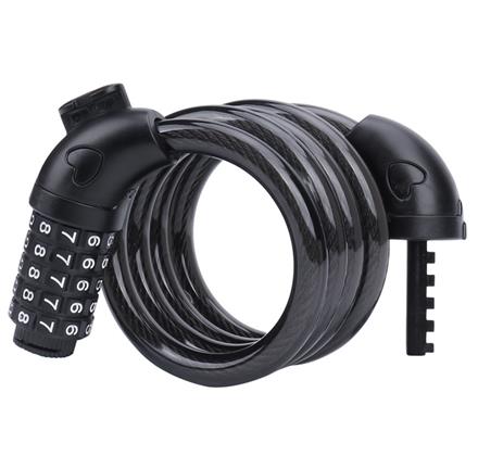 Bike Lock 5 Digit Code Combination Bicycle Security Lock 1200 mm x 12 mm Steel Cable Spiral Bike Cycling Bicycle Lock: black