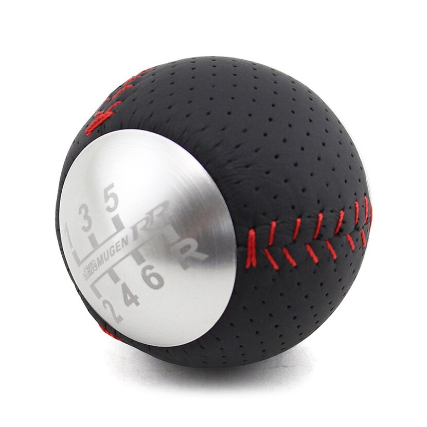 JDM Mugen – pommeau de levier de vitesse en cuir, noir et argent, pour HONDA CRZ Type R Civic FA5 FG2 SI, 5/6