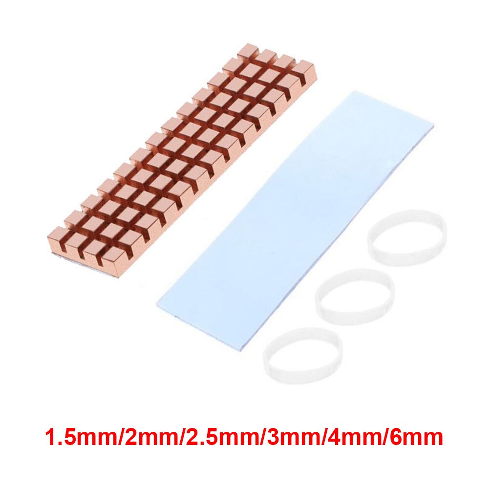 Dissipateur thermique pour PC portable SSD, accessoire de radiateur en cuivre pur pour M.2 2280 PCI-E NVME avec coussin thermique