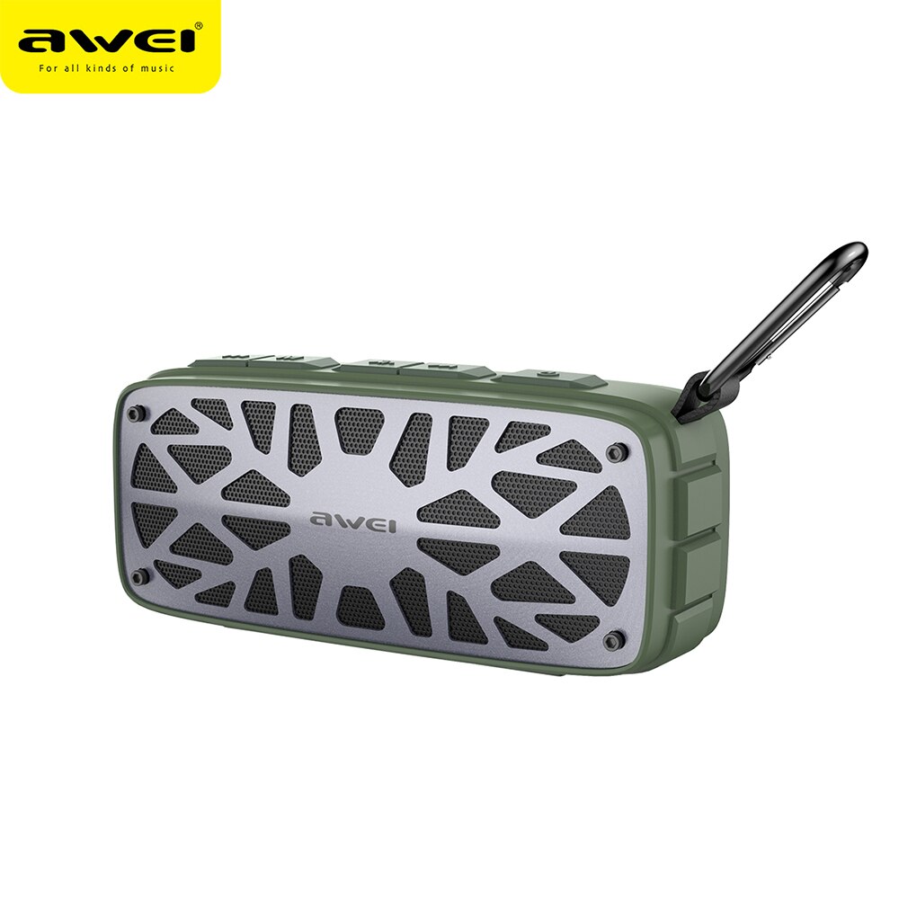 Altavoz Bluetooth estéreo de 2 canales Wei Y330 bajo profundo TWS barra de sonido inalámbrica 6W altavoz portátil exterior compatible con tarjeta TF USB: Verde militar