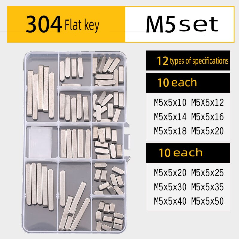 304 stainless steel split pin elastic pin cylindrical pin pin key set: 304Flat(keyM5set