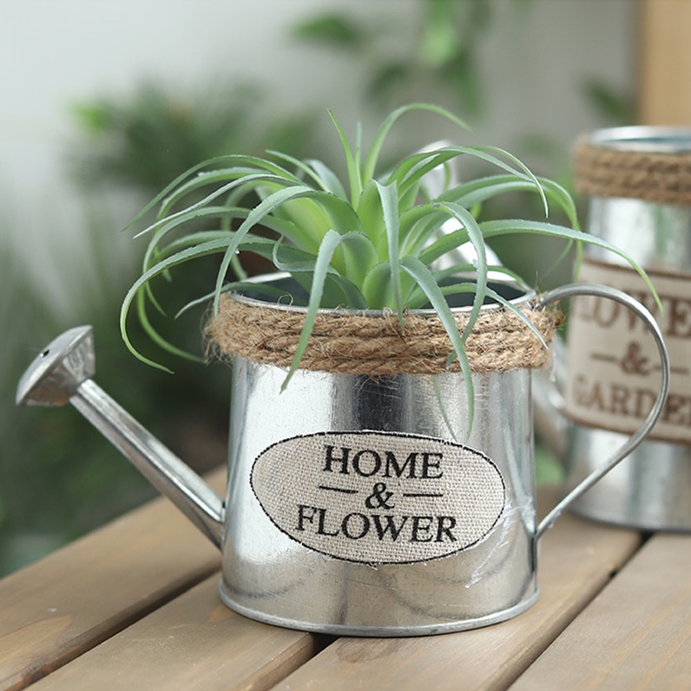 Vintage metall järnhink sprinkler hantverk vattning blommor arrangemang suckulenter blomvas foto rekvisita skrivbord heminredning