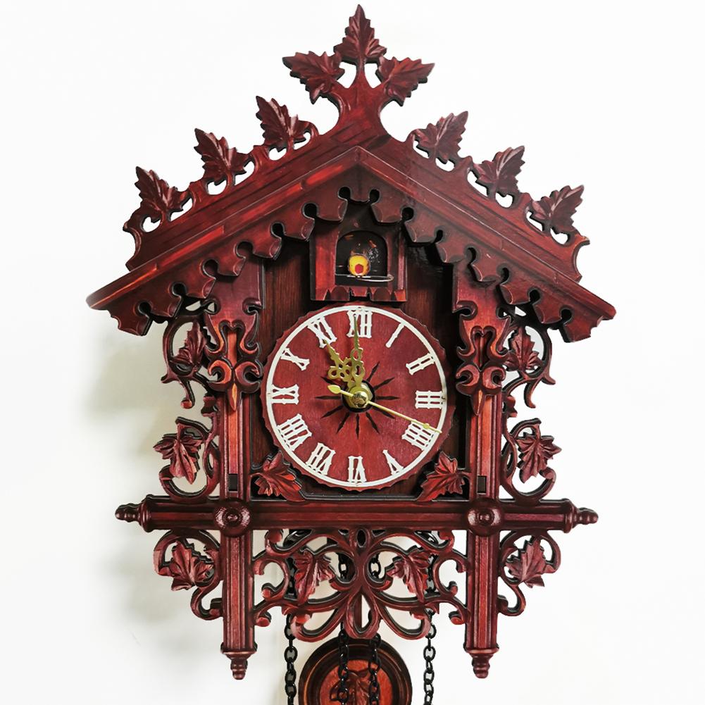 Relojes de cuco montados en la pared Retro, reloj de cuco oscilante en 3D de madera de Bosque Negro, reloj de cuco tallado a mano, decoración del hogar 20E