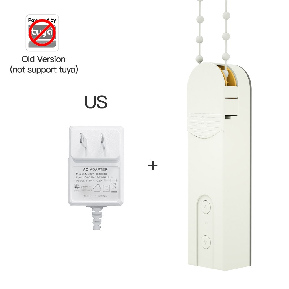 MoesHouse DIY Smart Roller Blinds Drive Motor Motorized Chain Powered By Charger Build-in Bluetooth APP Remote Control.: with US Adapater