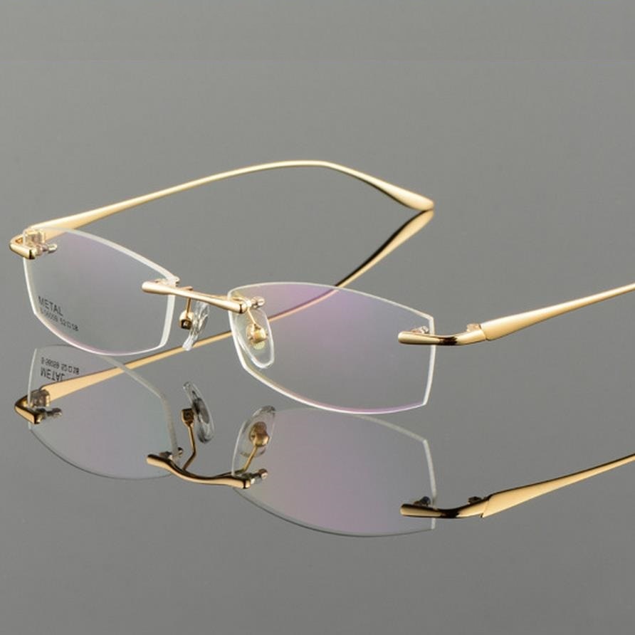 Vazrobe oro gafas montura para gafas de hombre sin montura gafas de hombre para receta ultra ligero de gafas lentes transparentes