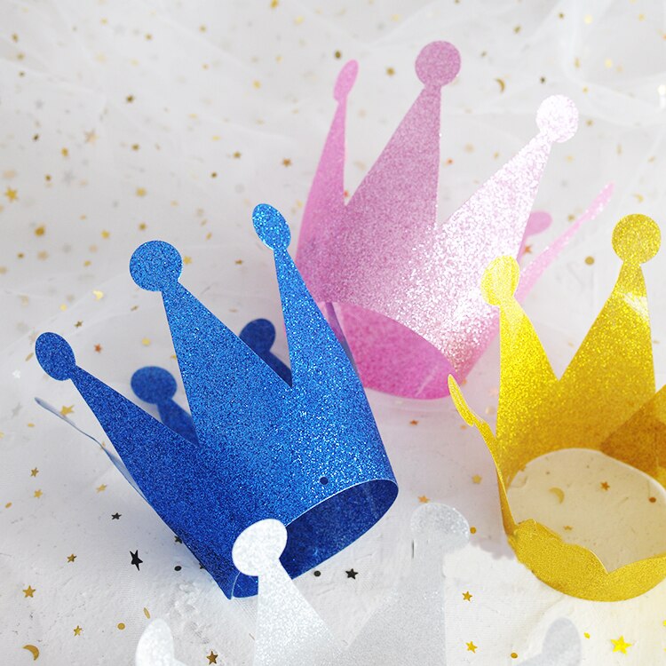 6pcs/Pack First Birthday Crown Headband Silver Pink Blue Glitter Birthday Crown 1st Birthday Hat Photography Prop