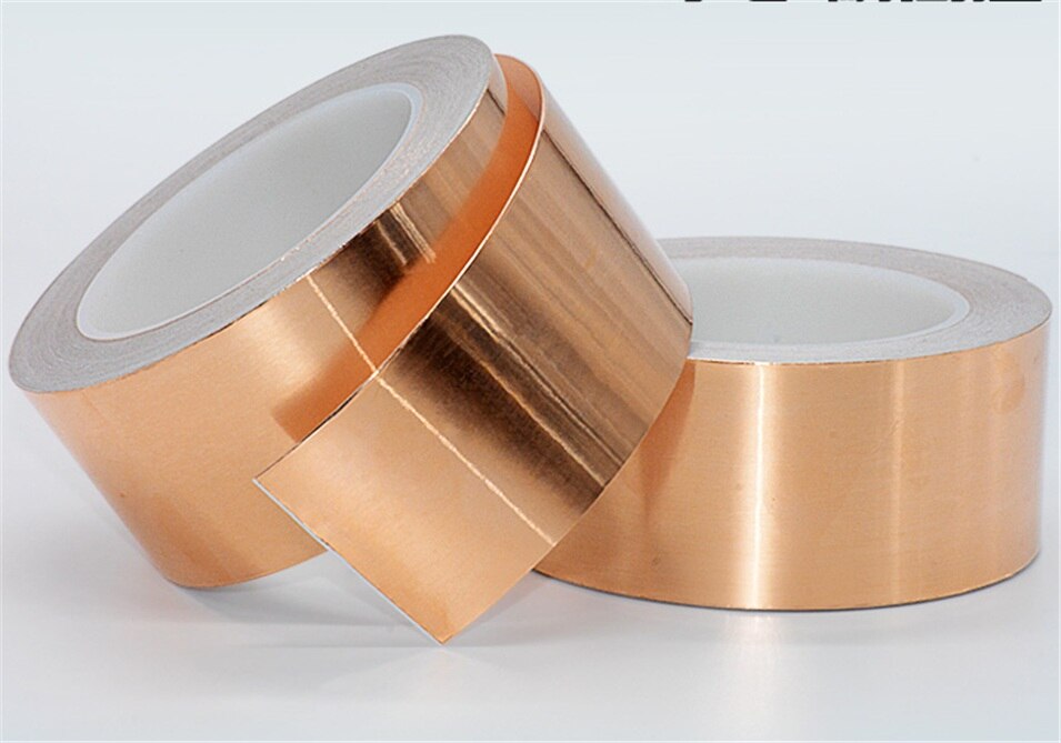 30 mètres X 5MM 30 mètres X 10MM simple côté conducteur feuille de cuivre bande adhésive EMI protégeant la chaleur résister bande 1psc/roll