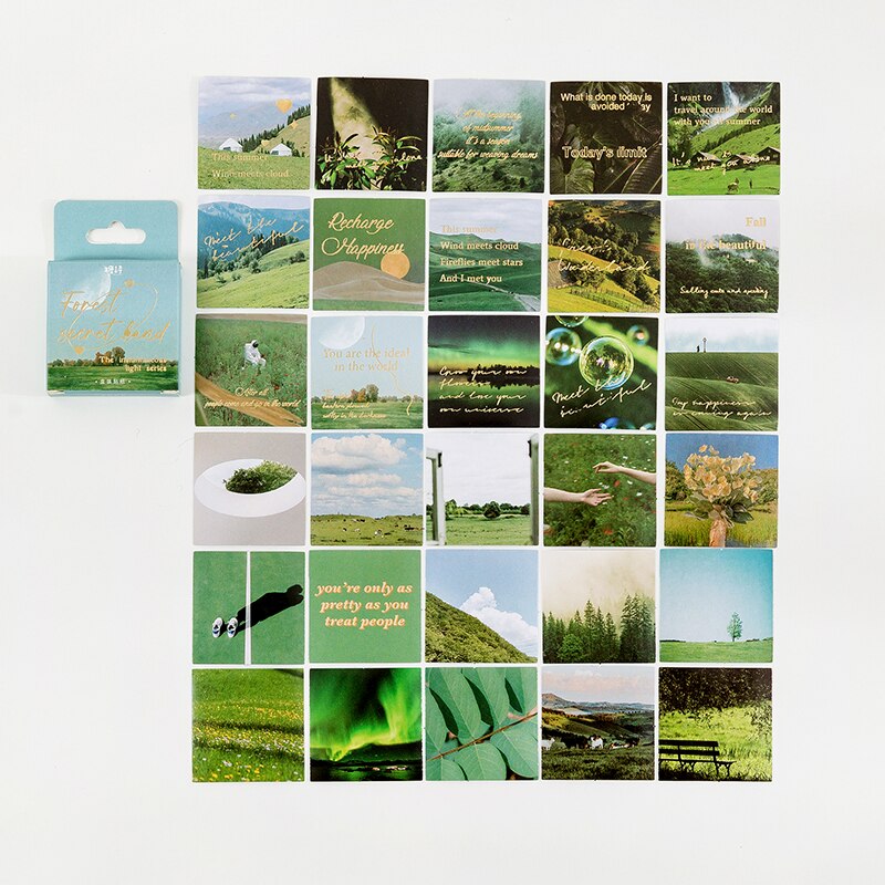 Pegatinas de paisaje romántico en caja, álbum de recortes, papelería creativa, Collage, diario de basura, pegatinas de decoración artística, 45 unids/lote: B