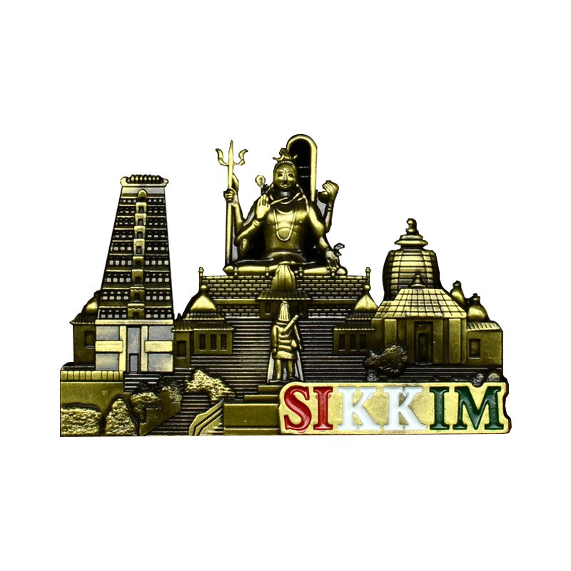 3d metal køleskabsmagnet dubai egypten sikkim arkitektoniske monumenter magnetisk køleskab klistermærker rejser souvenir håndværk indretning: Sikkim
