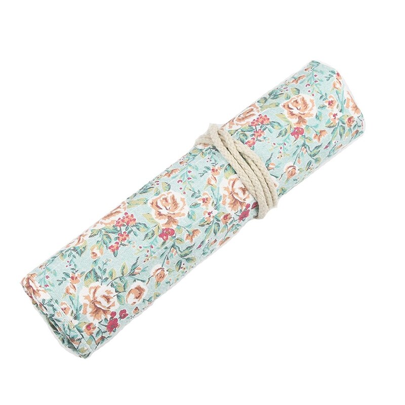 -20 Pockets Art Paint Brushes Case Roll Up Pen Holder Canvas Pouch Bag