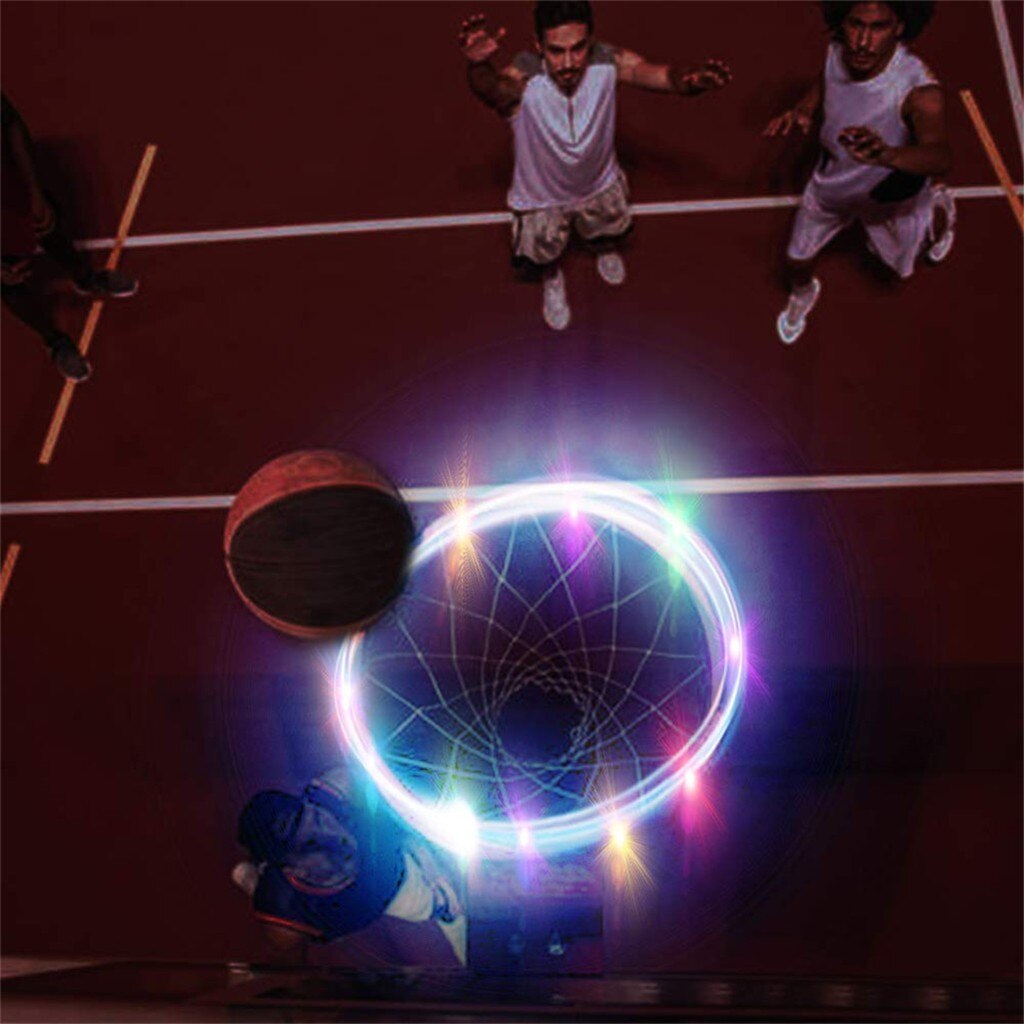 Cesta led hoop luz solar jogando à noite iluminado aro de basquete acessório ajuda você atirar aros à noite lâmpada tira led x #3