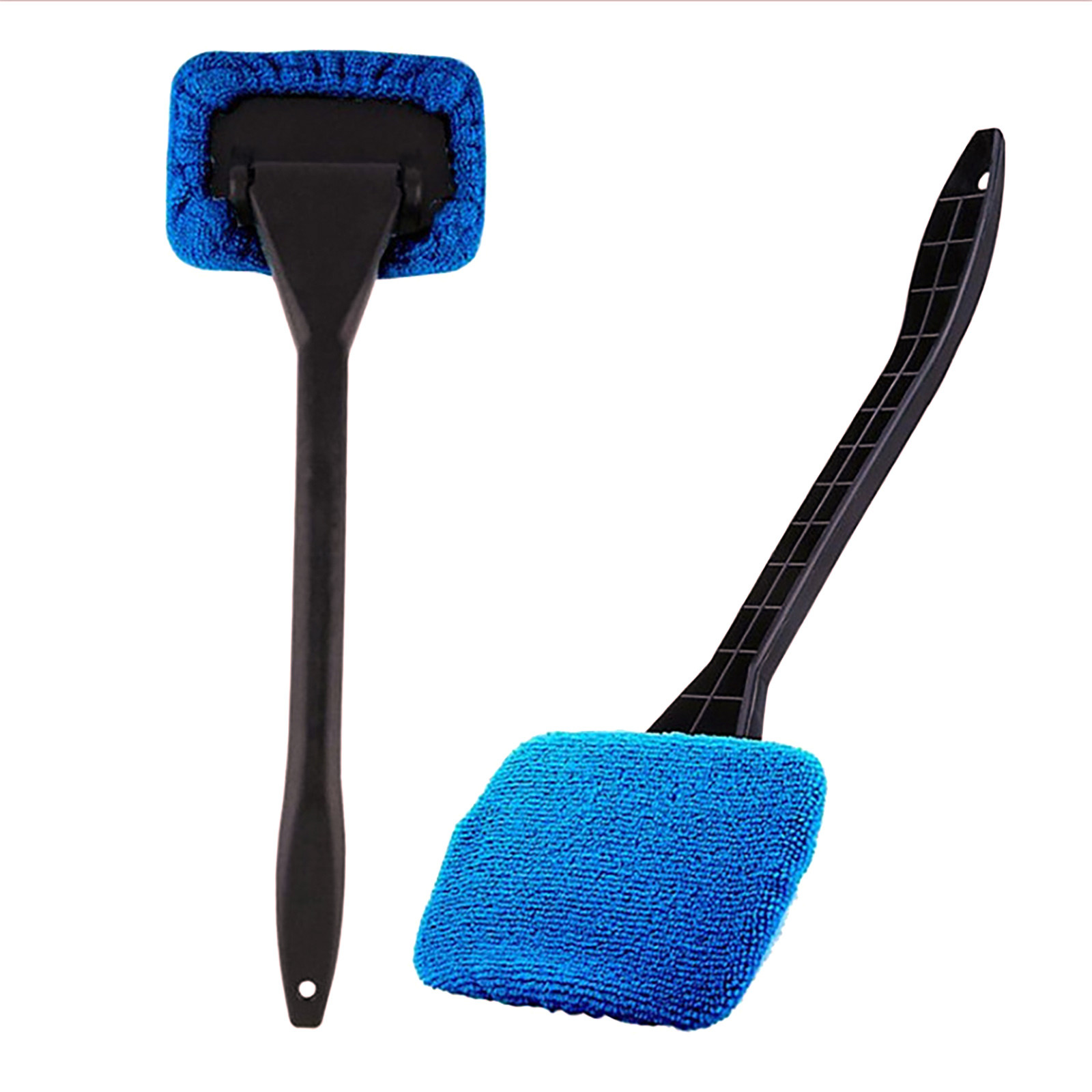 Cepillo limpiador de ventanas de parabrisas de coche, herramienta de lavado de vidrio telescópico, raspador, cepillo de desnebulización antiniebla: Azul