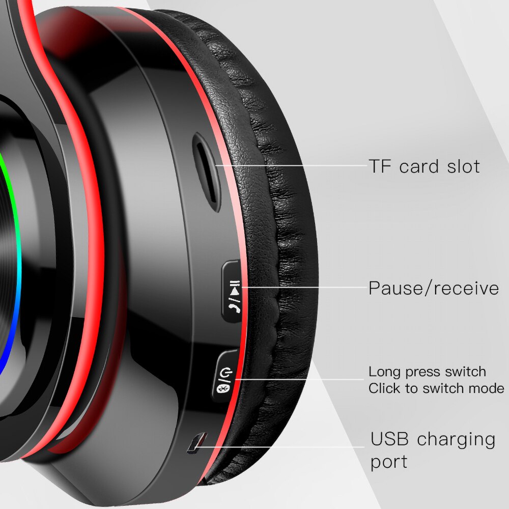 Xiaomi-auriculares inalámbricos con luz LED, cascos HiFi plegables con micrófono y Bluetooth 5,0