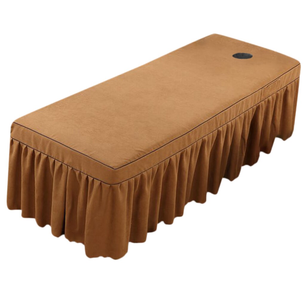 Schoonheid Gezicht Bed Cover Massage Tafel Rok Katoen Volant Vel Voor Vierkante Kop Cosmetische Bedden Met Gat 75X31inch Beauty Massage: Coffe 70x190cm