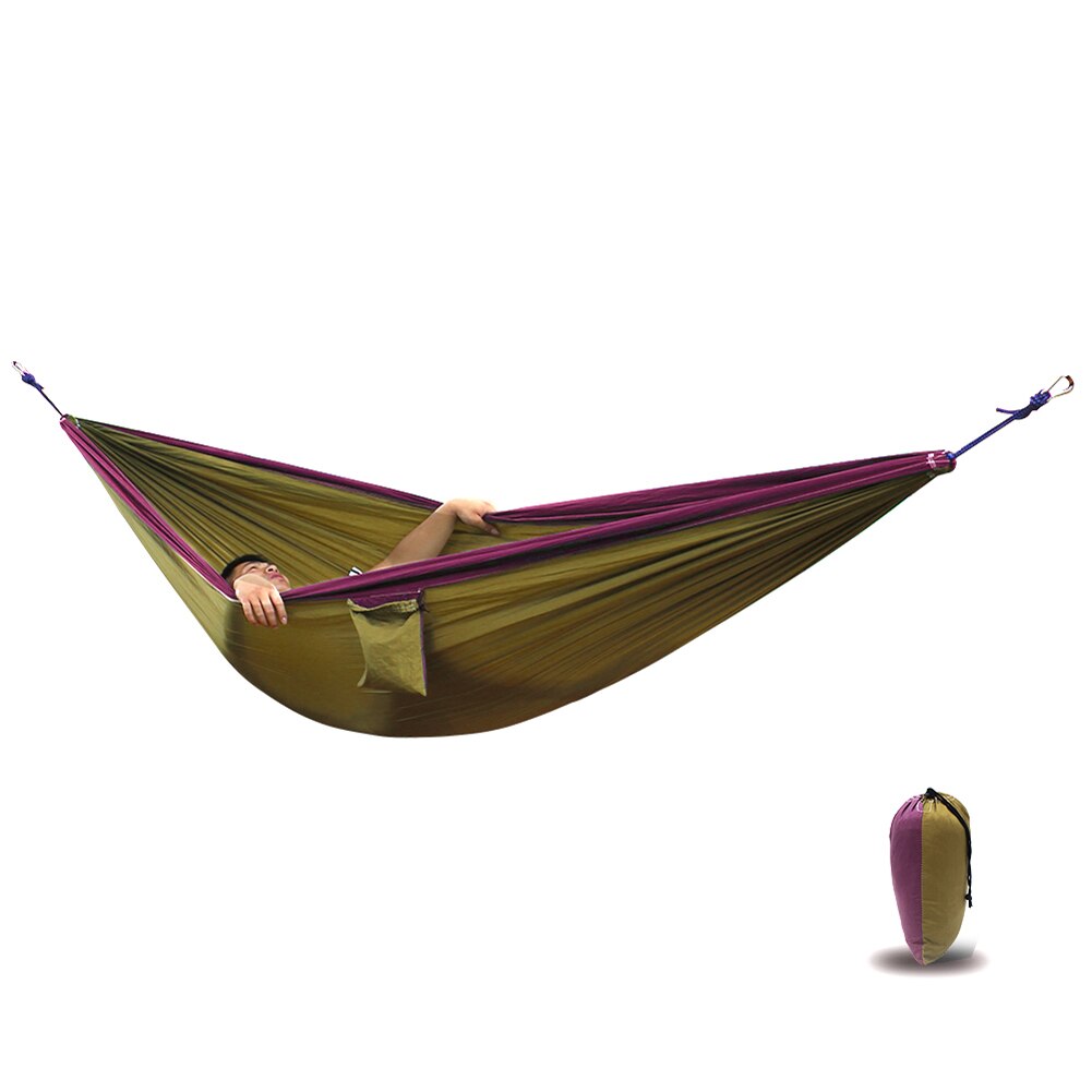 Nylon-doppelhängematte für camping, survival, schlafgelegenheit für erwachsene, reise-hängematte für drinnen und draußen: Kamelviolett