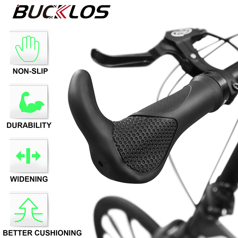 BUCKLOS-empuñadura de manillar de bicicleta, ergonómico, antideslizante, cubierta de mango, empuñaduras de goma de aleación de aluminio, accesorios para bicicleta de montaña