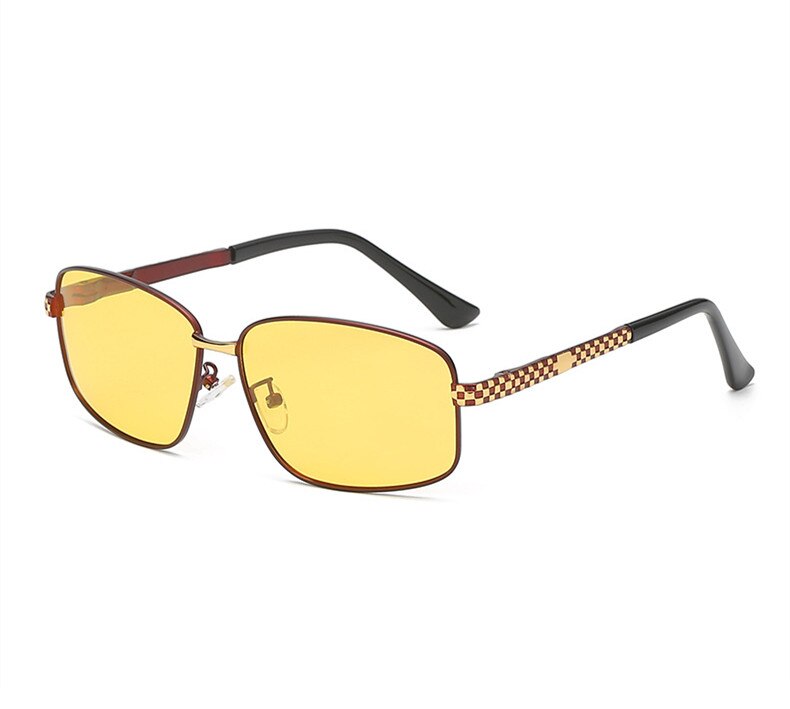 Kaixing polariserede kørebriller gule linser mænd kvinde vintage solbriller med briller tilbehør antirefleks  uv400: Nattesyn-rød